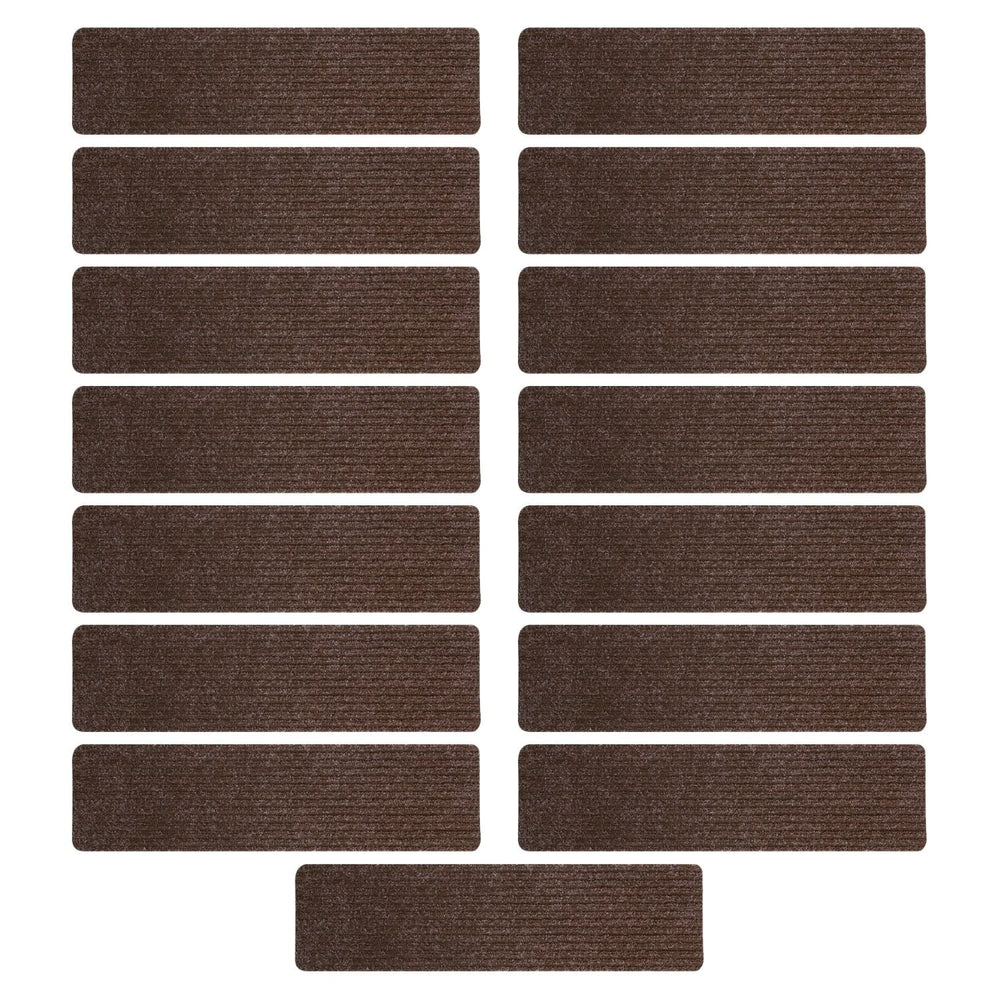 GOMINIMO 15 Pack Carpet Stair Treads Non-Skid Slip Safety Rug Washable Brown