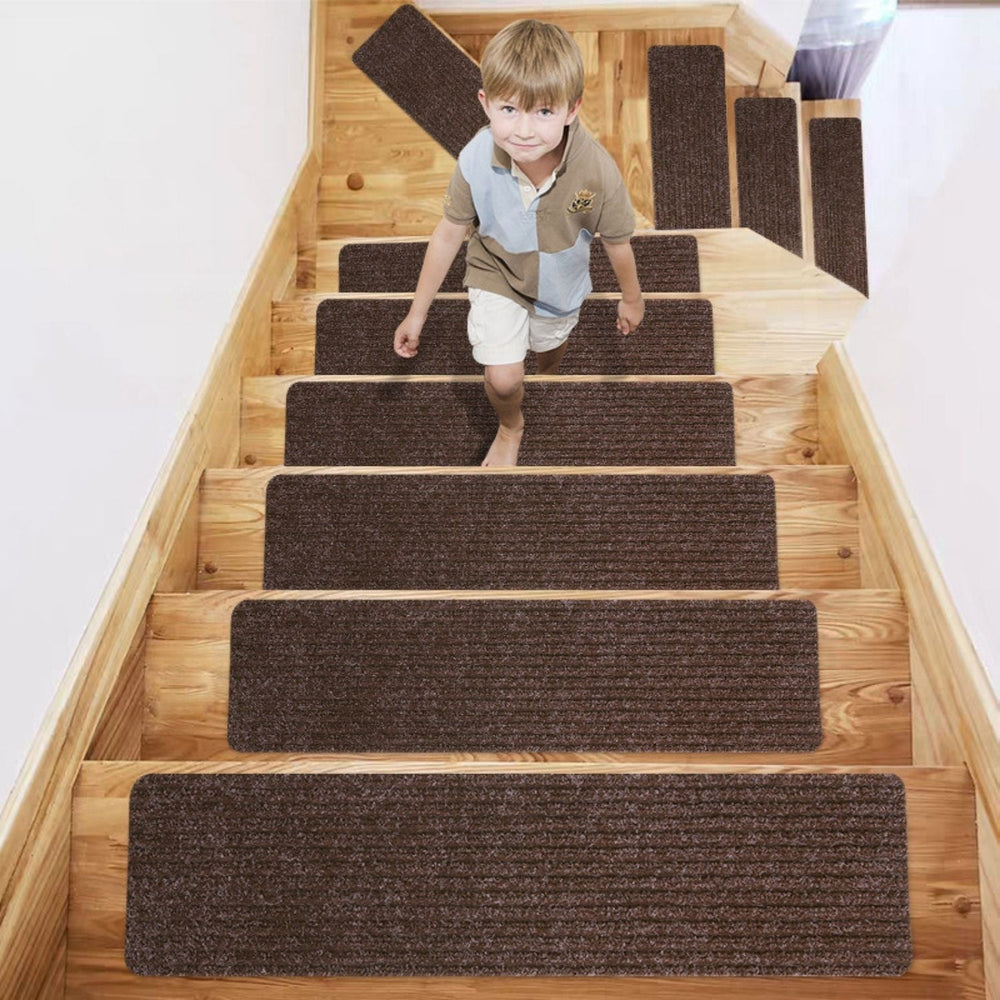 15pcs GOMINIMO Indoor Non Slip Rugs Carpet Stair Treads - Brown