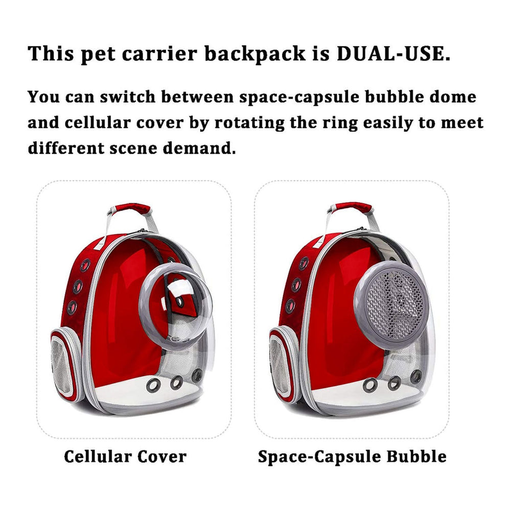 Floofi Space Capsule Backpack Pet Cat Puppy Bag (Red)