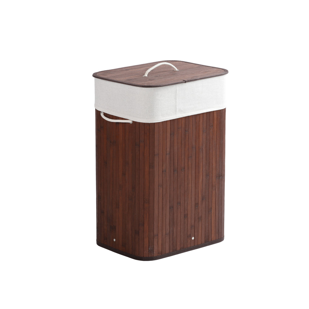 Sherwood Home Tall Rectangular Folding Bamboo Laundry Hamper with Lid brown 40x30x60cm