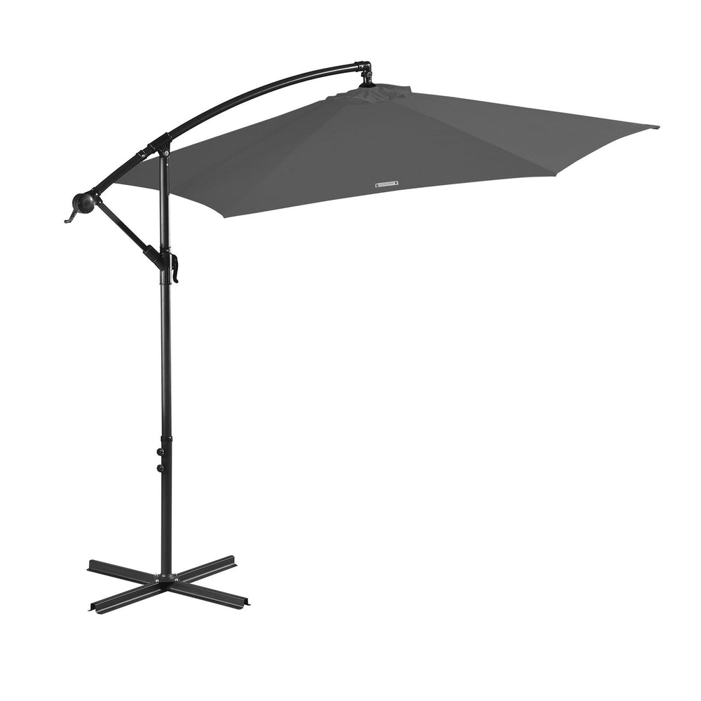 Milano 3M Outdoor Umbrella Cantilever With Protective Cover Patio Garden Shade 3 x 2.5m Charcoal