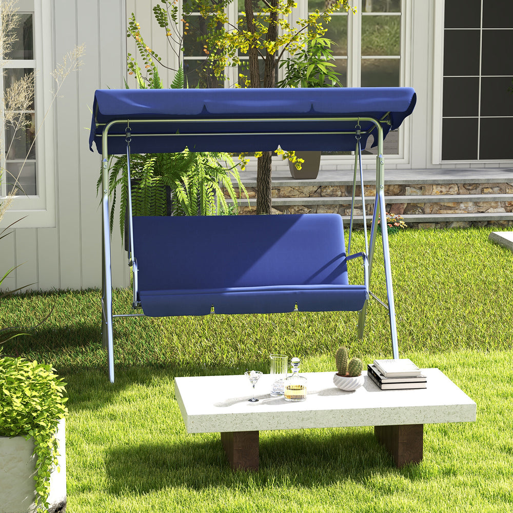 Milano Outdoor Swing Bench Seat Chair Canopy Furniture 3 Seater Garden Hammock Dark Blue