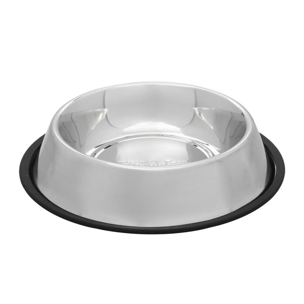 Paws &amp; Claws Stainless Steel Pet Bowl Black Anti-Skid 1.5L