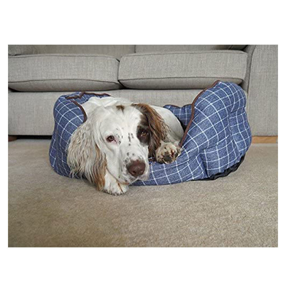 Rosewood 40 Winks Dog Sleeper Marine Check Oval Pet/Dog Bed 63cm