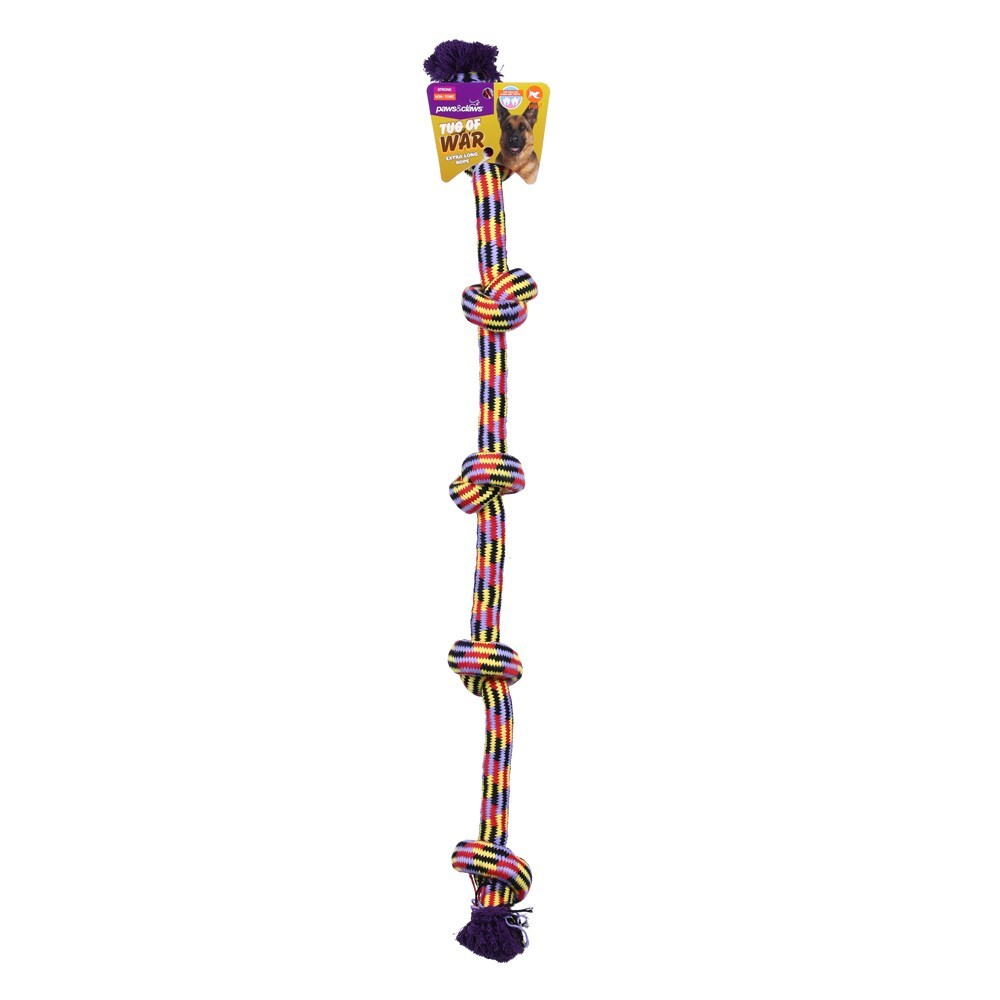 Paws &amp; Claws 105cm Extra Long Knotted Rope Pet Toy Assorted