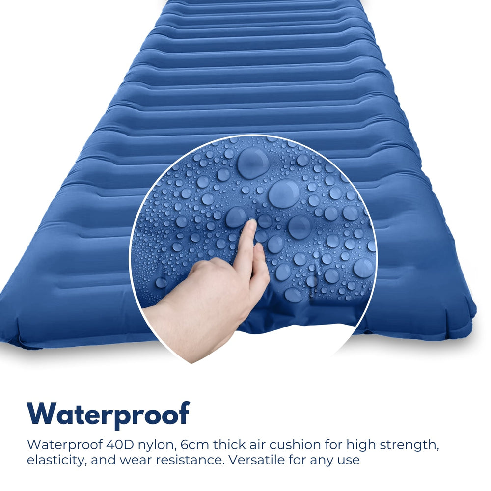 KILIROO Waterproof Durable Light Weight Outdoor Indoor Portable Inflatable Camping Sleeping Pad - Blue