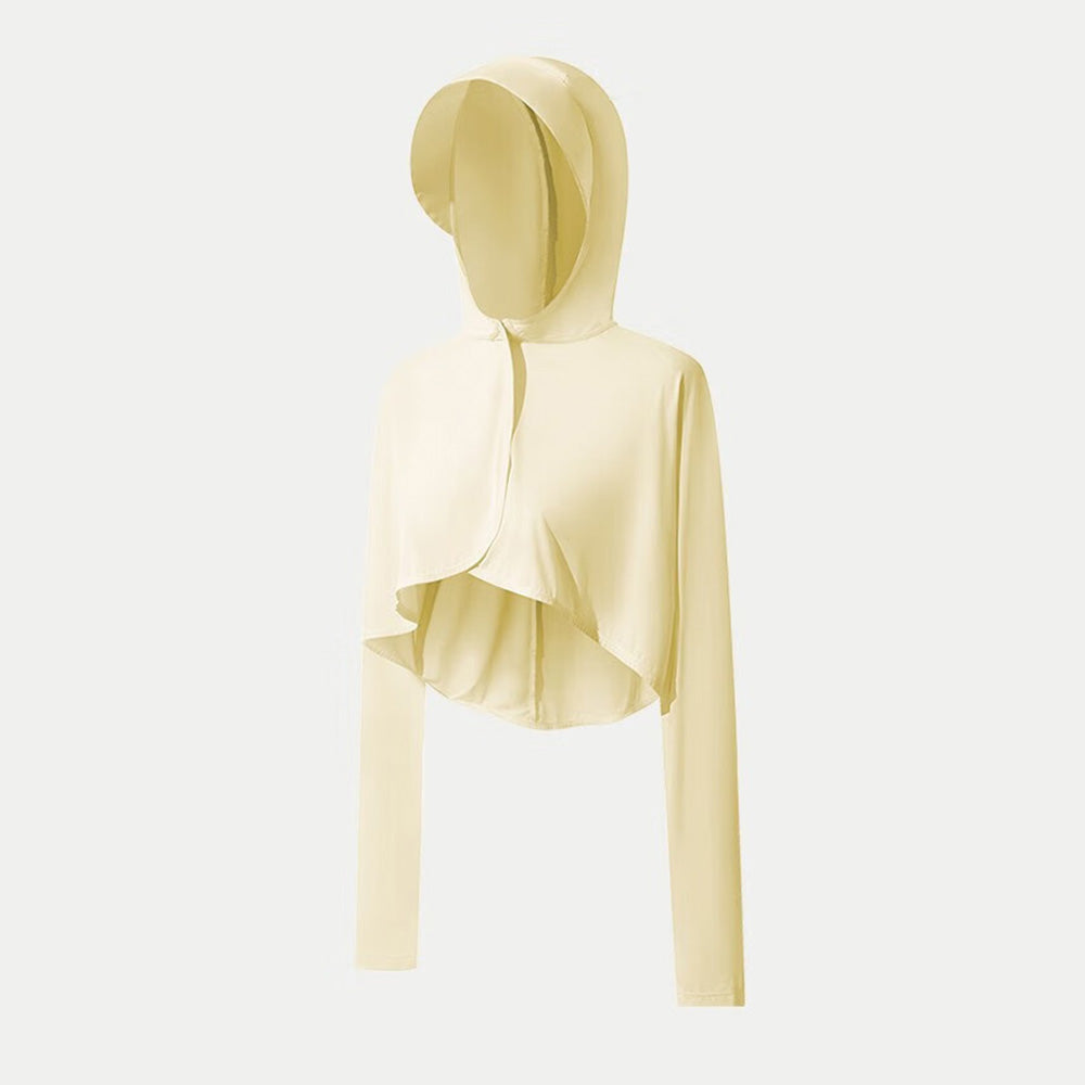 Ubras Shawl Hooded Sun Protection Clothing in Cream Yellow with Sunshade Hat Size L X1pack