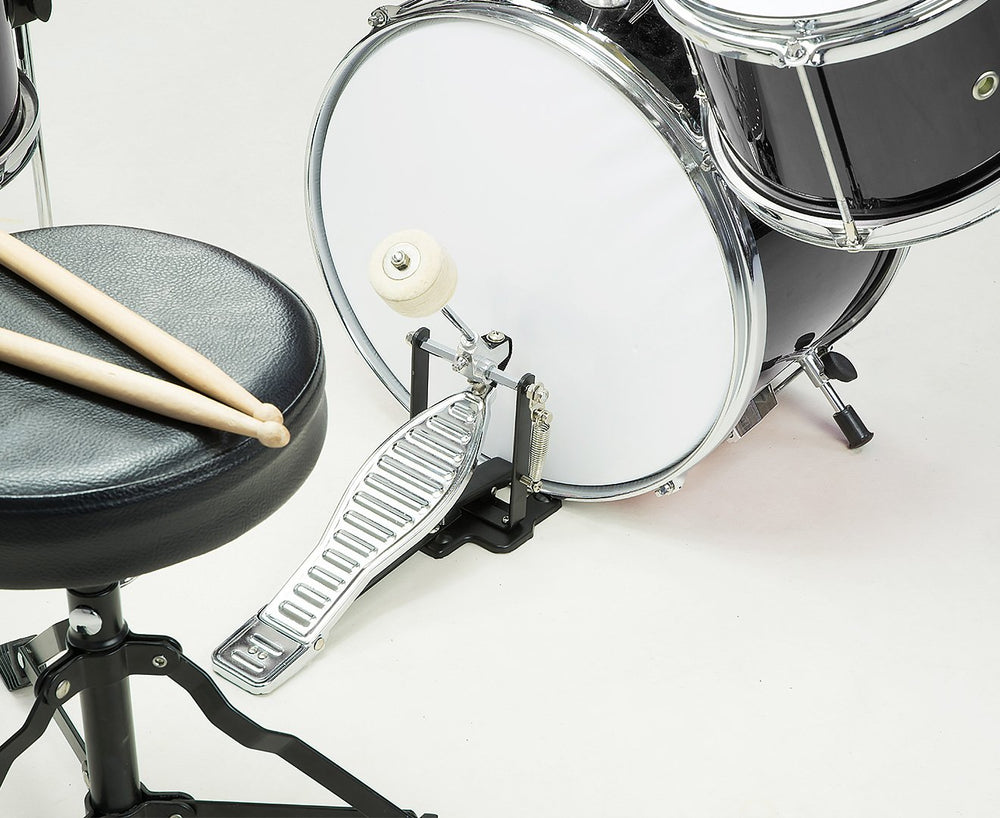 Kerrera Childrens 4 Piece Black Diamond Drum Kit Set Musical Instrument - kids