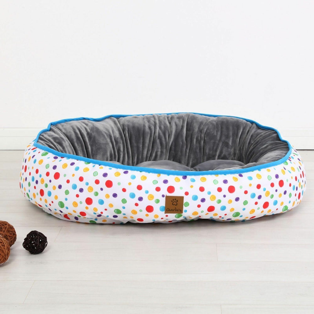 Charlie&#39;s Pet Funk Nest Bed Rainbow Dots Small 45x56x15cm