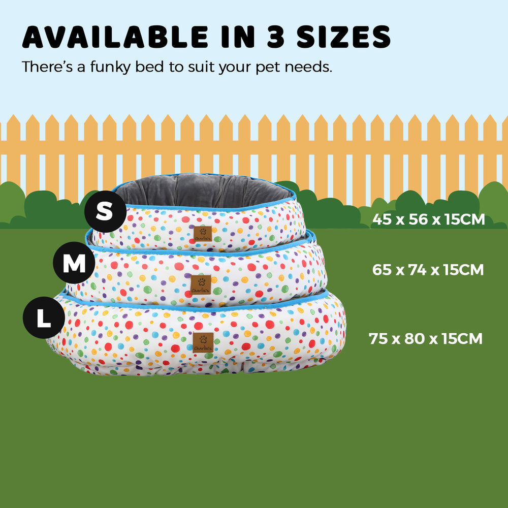 Charlie&#39;s Pet Funk Nest Bed Rainbow Dots Small 45x56x15cm