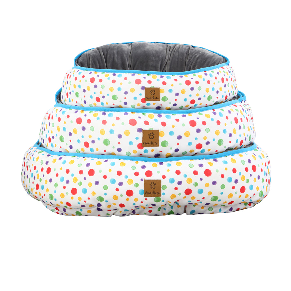 Charlie&#39;s Pet Funk Nest Bed Rainbow Dots Small 45x56x15cm