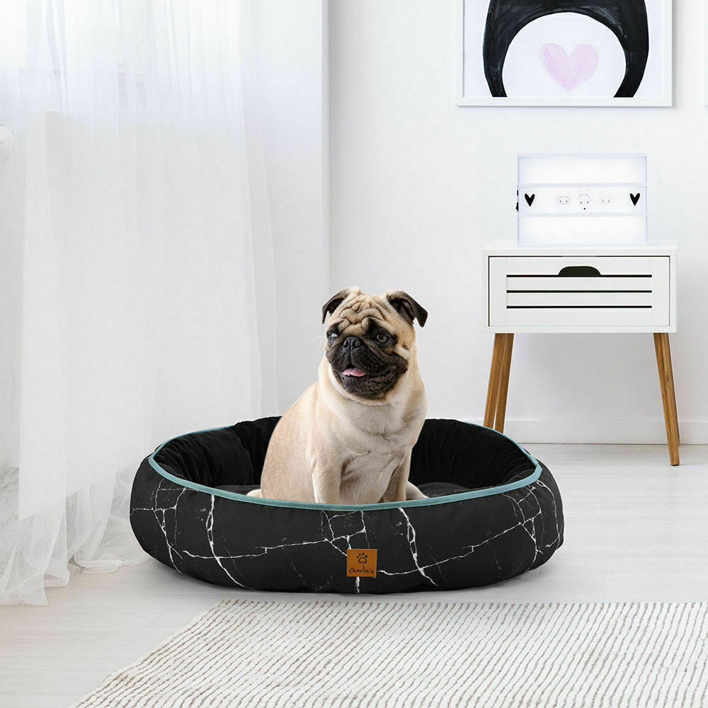 Charlie&#39;s Pet Funk Nest Bed Black Marble Small 45x56x15cm