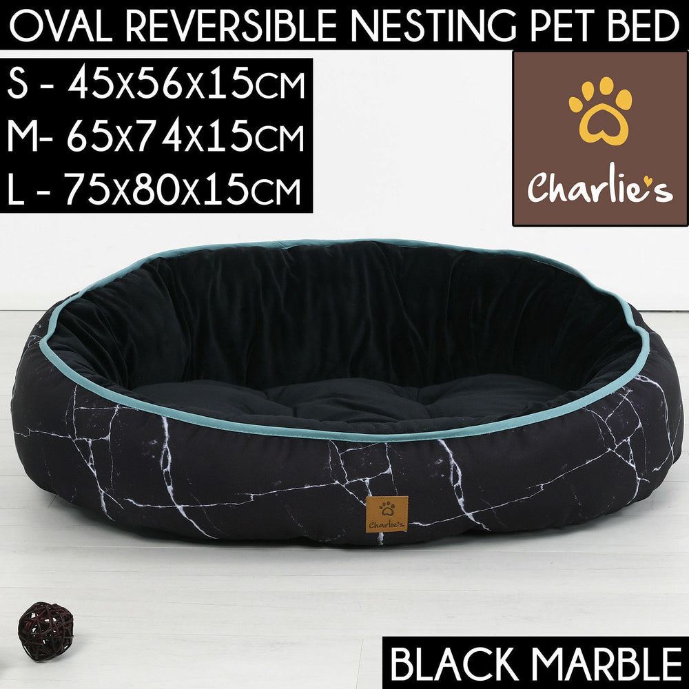 Charlie&#39;s Pet Funk Nest Bed Black Marble Small 45x56x15cm