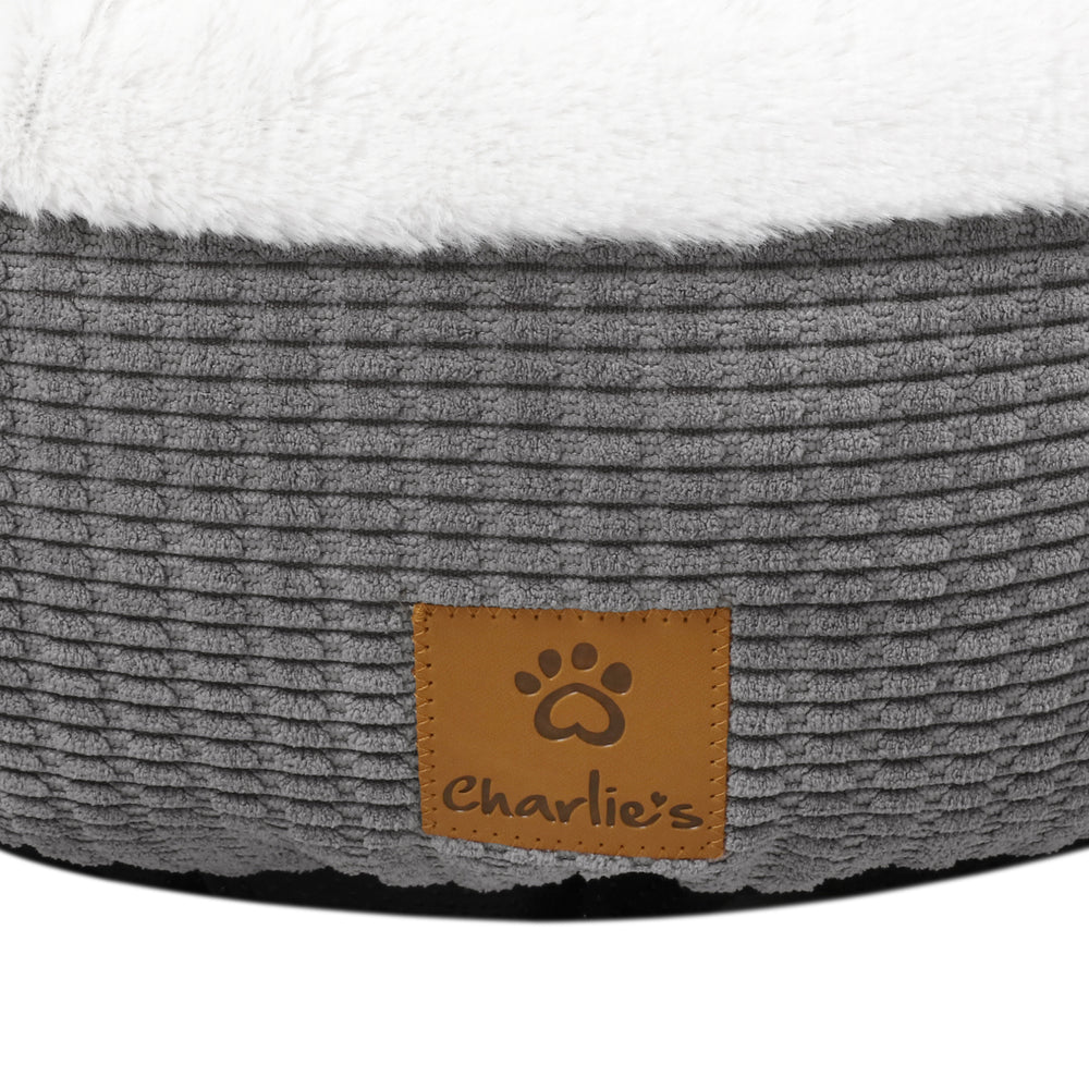 Charlie&#39;s Snookie Hooded Calming Dog Bed Grey Small
