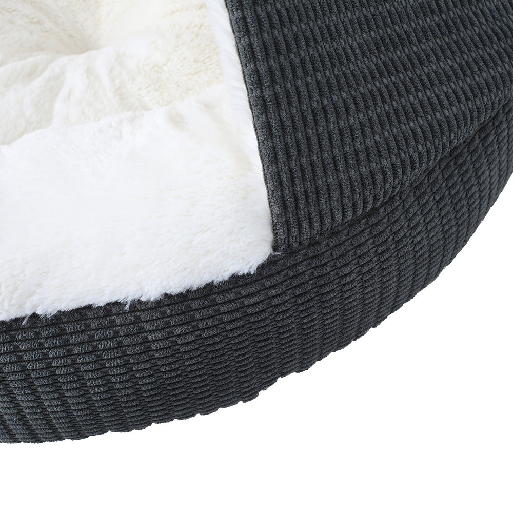 Charlie&#39;s Snookie Hooded Calming Dog Bed Charcoal Medium