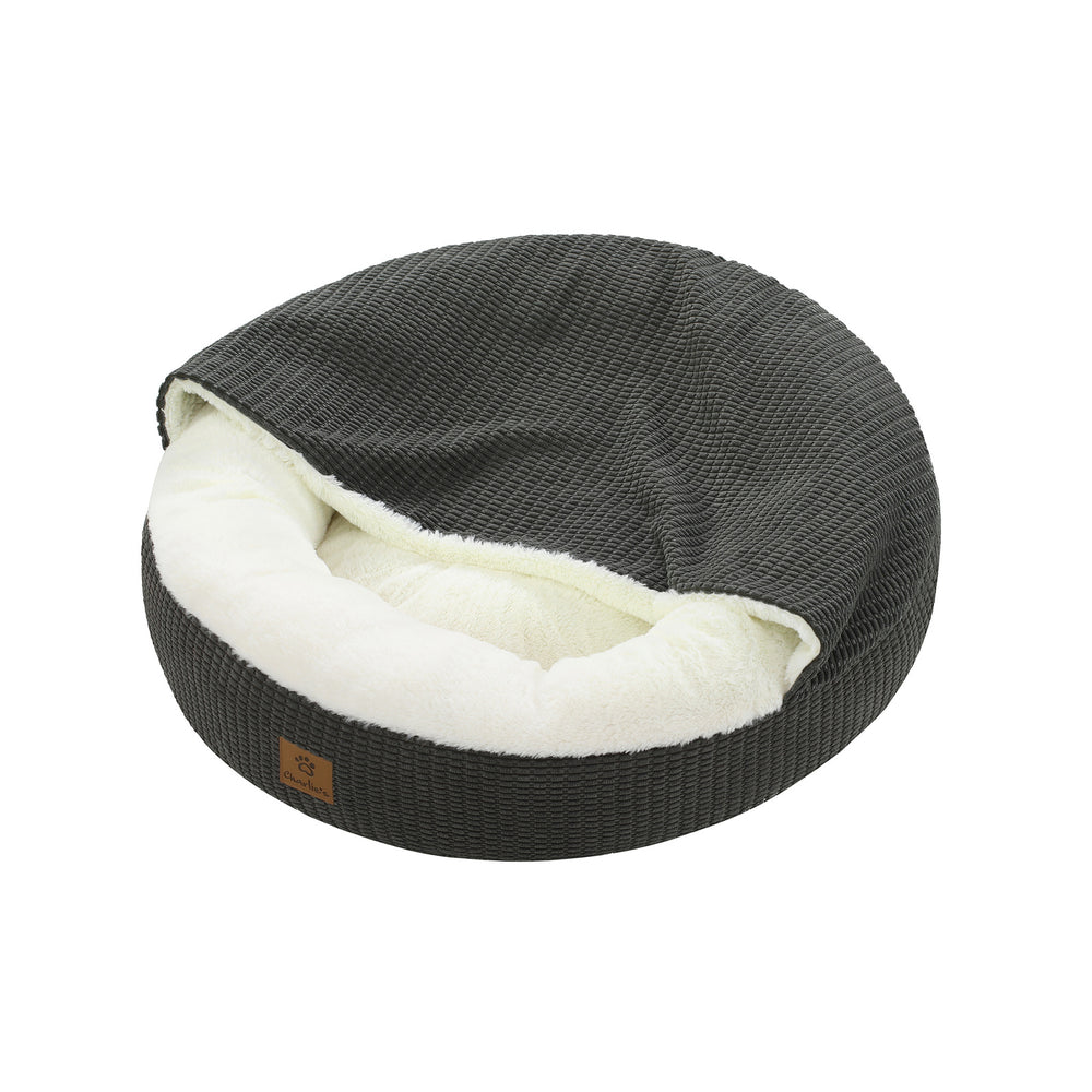 Charlie&#39;s Snookie Hooded Calming Dog Bed Charcoal Medium