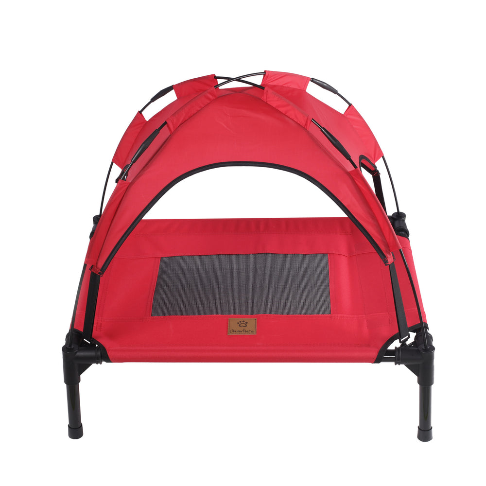 Charlie&#39;s Elevated Dog Bed With Tent Red Small