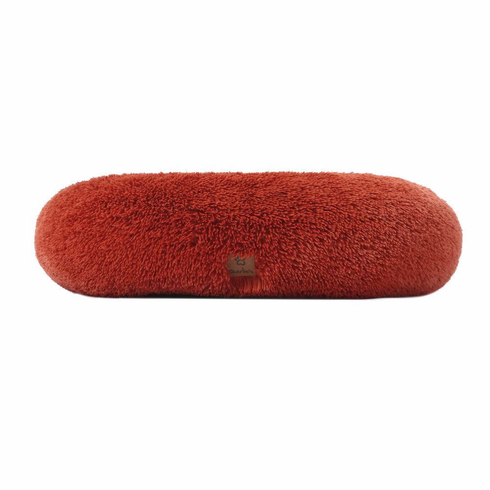 Charlie&#39;s Shaggy Faux Fur Donut Calming Pet Nest Bed Terracotta Large