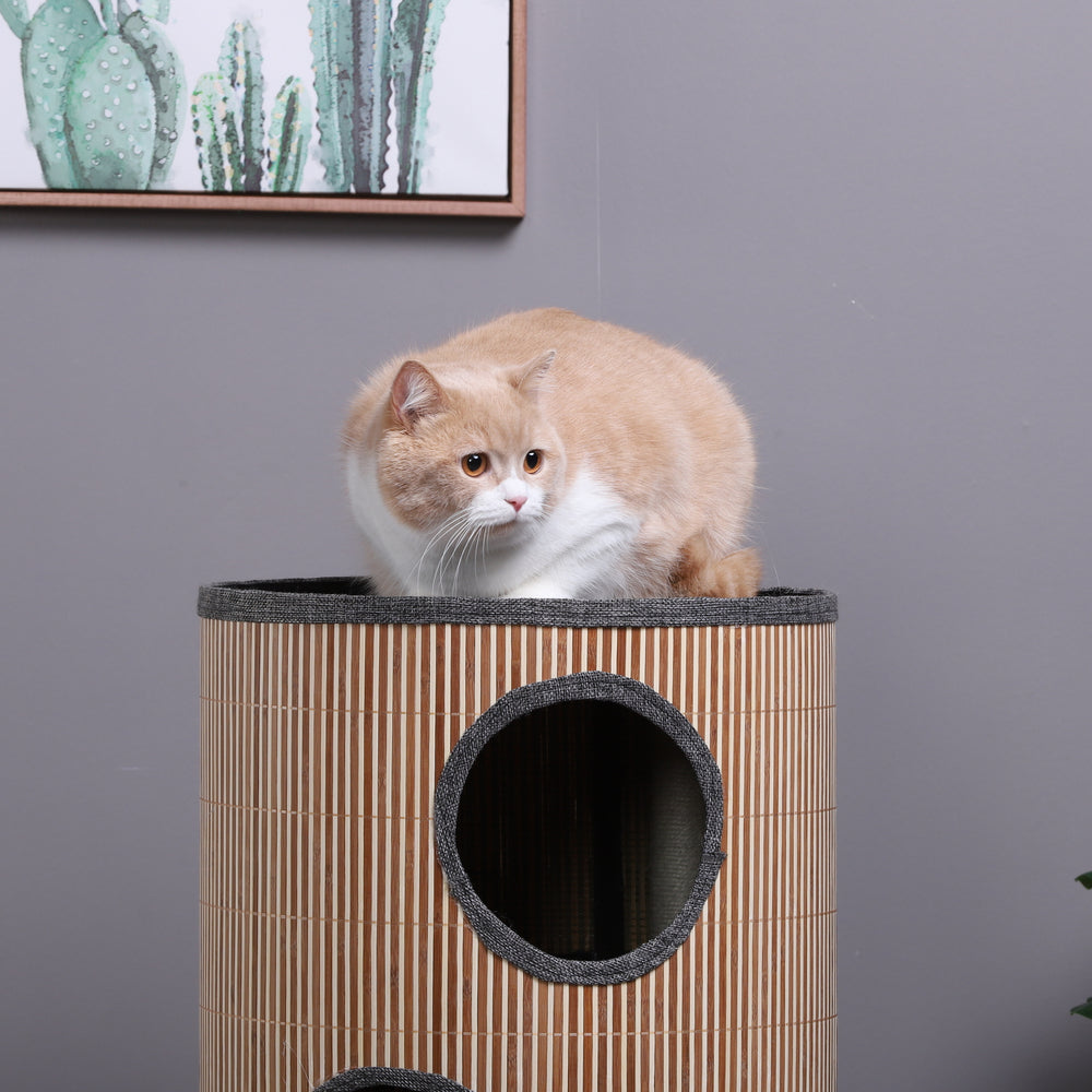 Charlie&#39;s Deluxe Bamboo Cat Barrel Scratcher Large Three Hole