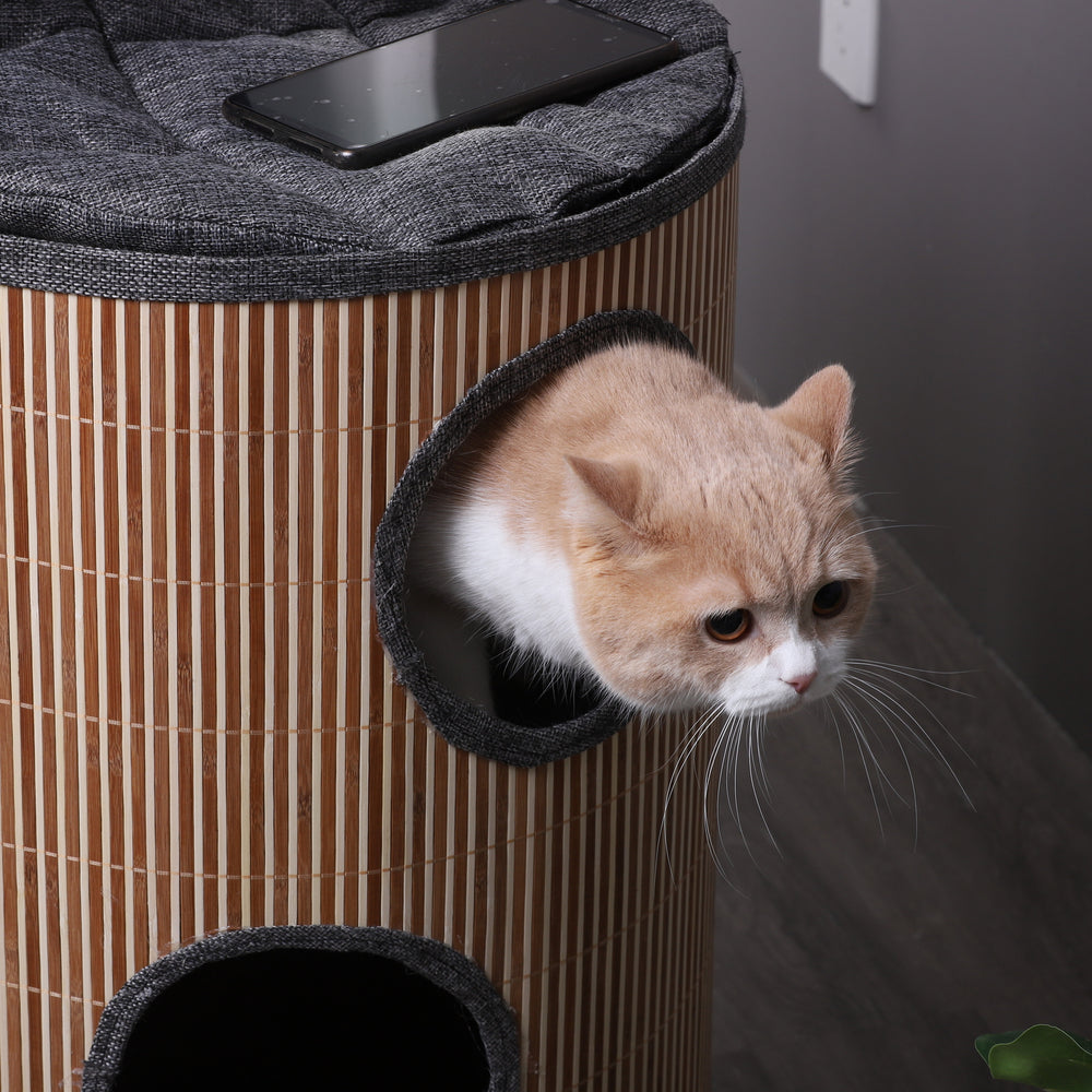 Charlie&#39;s Deluxe Bamboo Cat Barrel Scratcher Large Three Hole