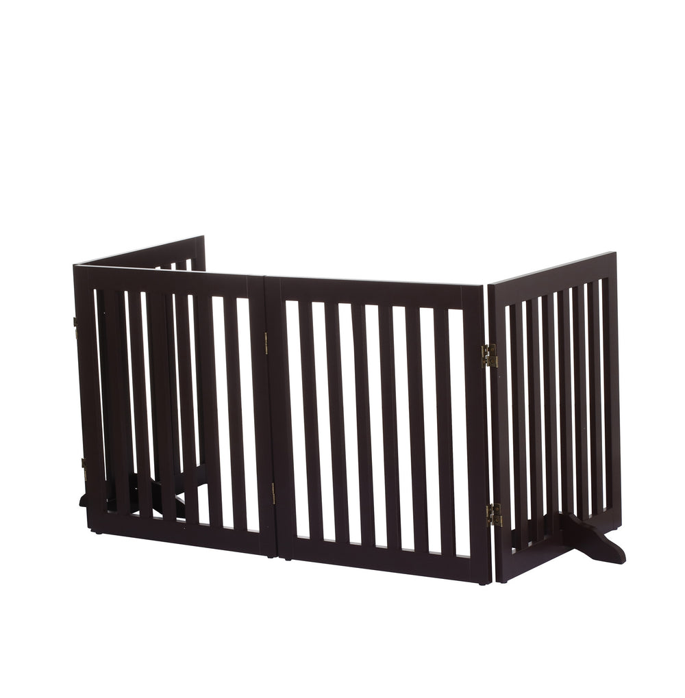 Charlie&#39;s Wooden 4 Panel Freestanding Dog Gate Brown