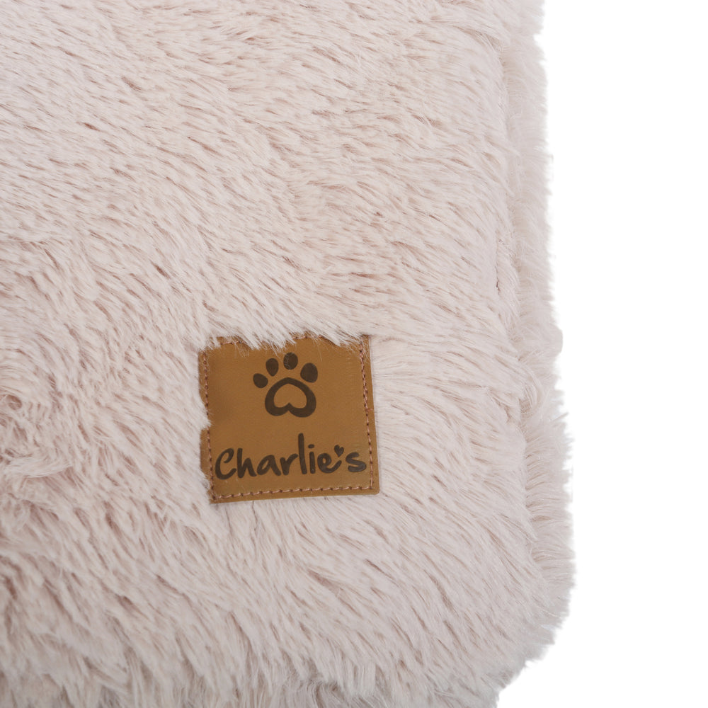 Charlie&#39;s Faux Fur Crate Dog Bed Beige Small