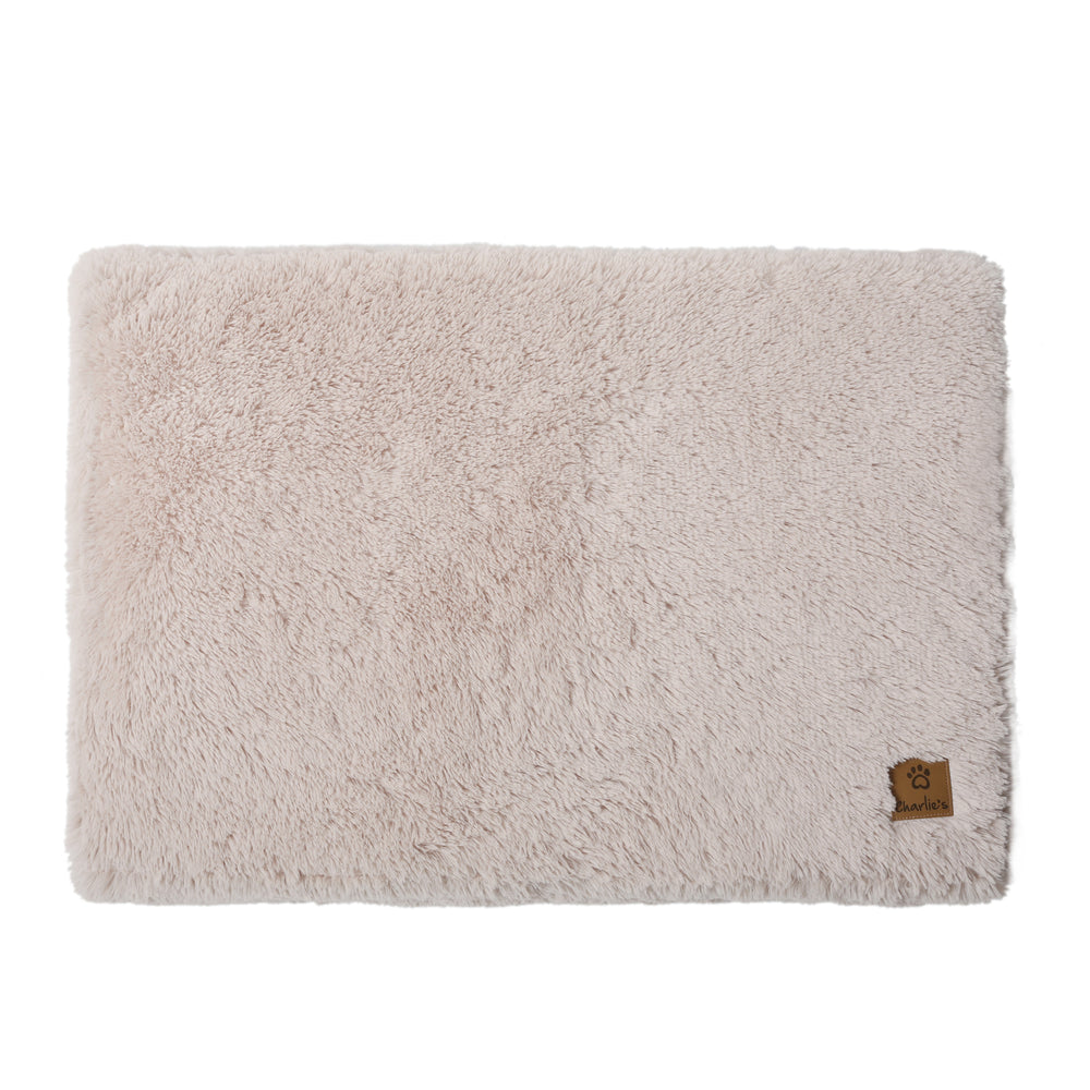 Charlie&#39;s Faux Fur Crate Dog Bed Beige Small