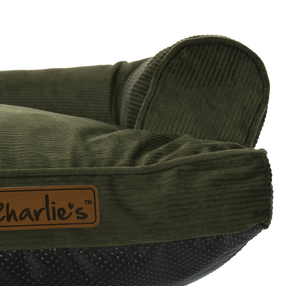 Charlie&#39;s Corduroy Dog Sofa Bed Green Small