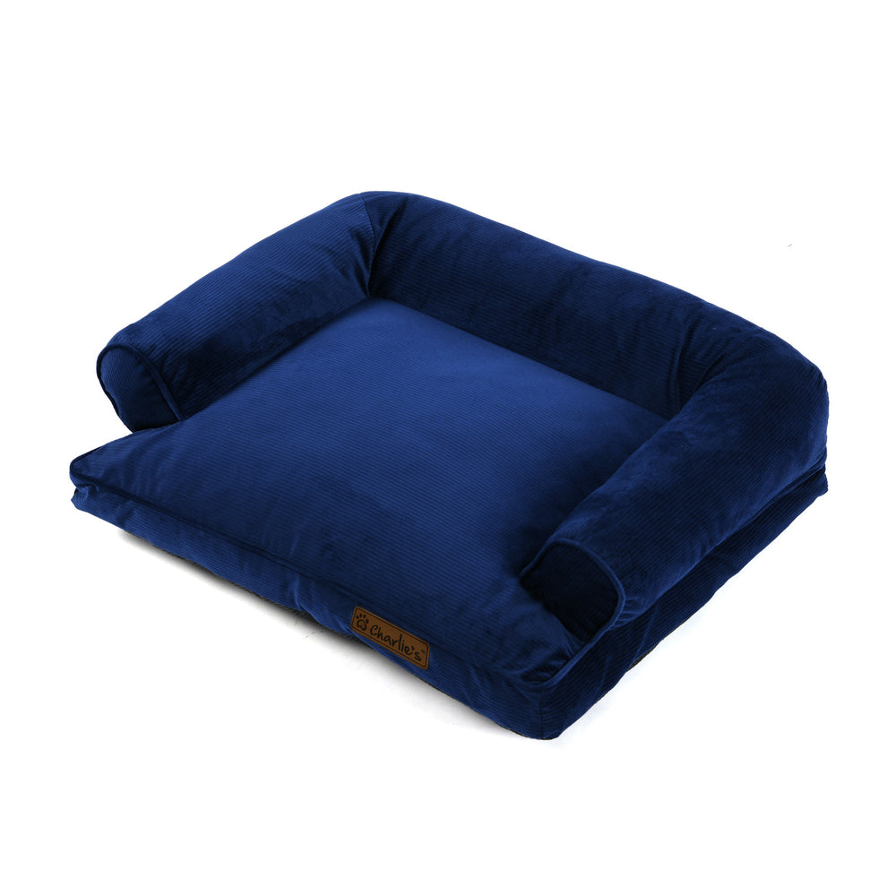 Charlie&#39;s Corduroy Dog Sofa Bed Navy Medium