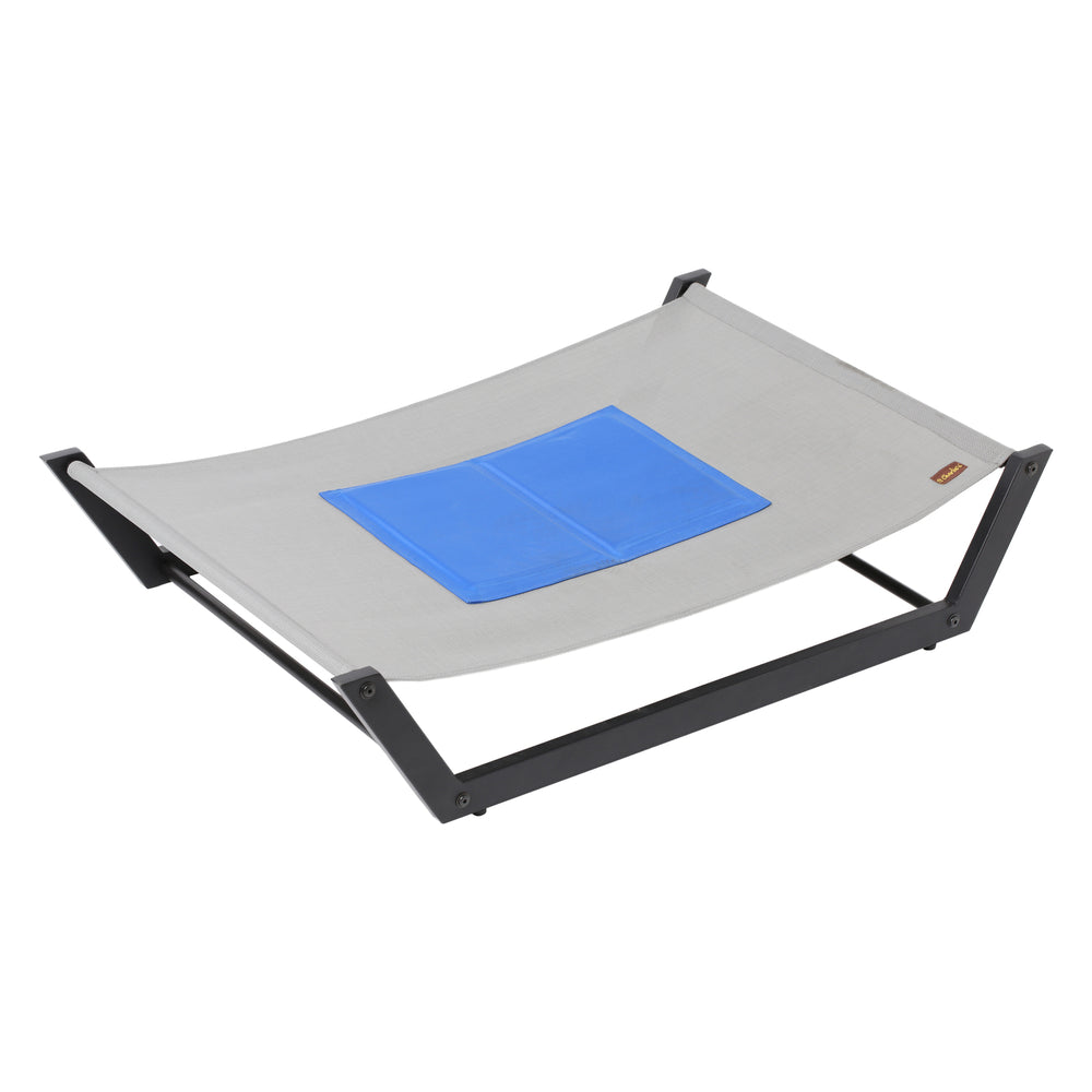 Charlie&#39;s Elevated Steel Hammock Cooling Dog Bed with Gel Mat Grey 67.5x49.2x16.5cm