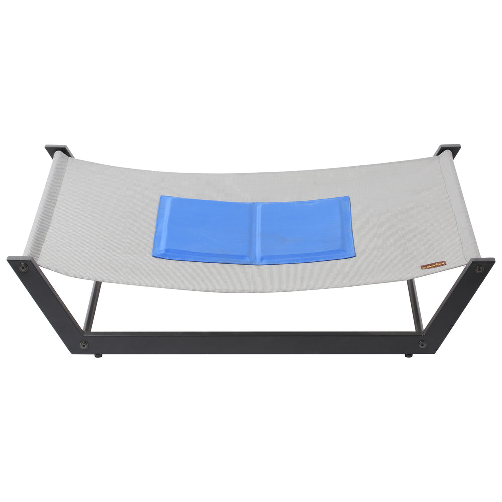 Charlie&#39;s Elevated Steel Hammock Cooling Dog Bed with Gel Mat Grey 67.5x49.2x16.5cm