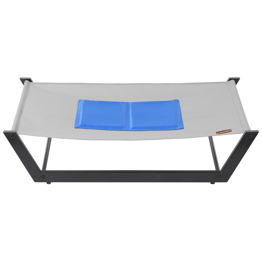 Charlie&#39;s Elevated Steel Hammock Cooling Dog Bed with Gel Mat Grey 91.5x63.5x20cm