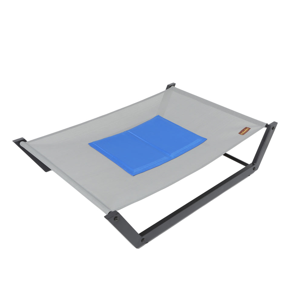 Charlie&#39;s Elevated Steel Hammock Cooling Dog Bed with Gel Mat Grey 91.5x63.5x20cm