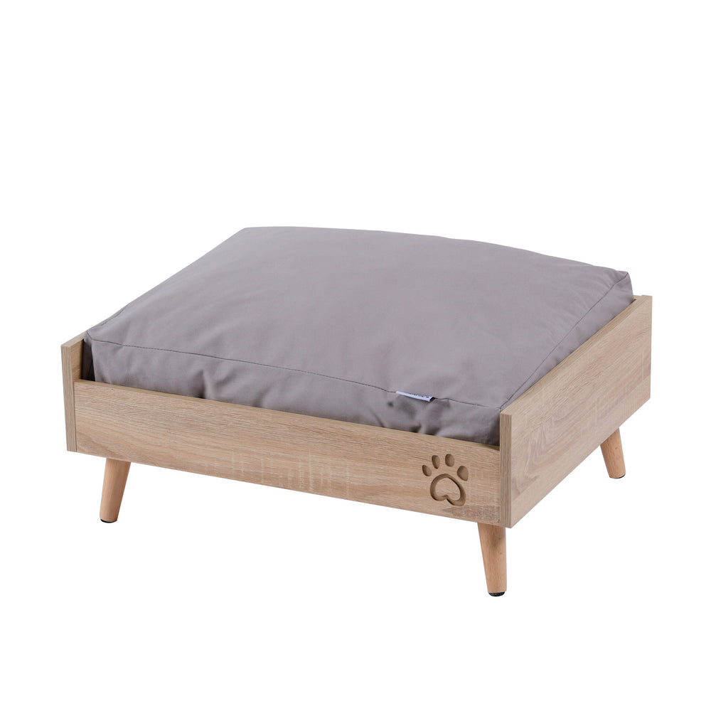 Charlie&#39;s Scandi Elevated Bed with Natural Frame &amp; Grey Mattress