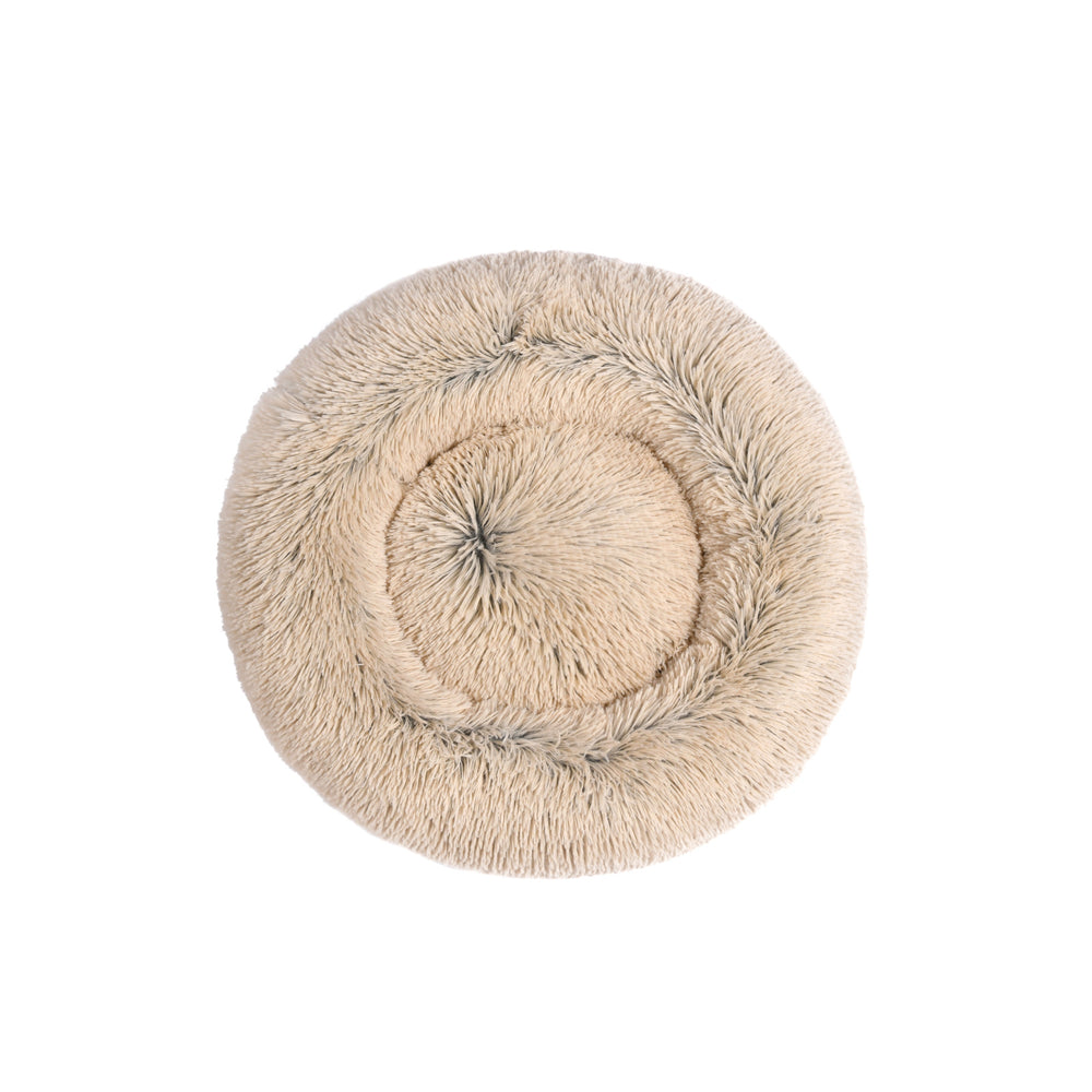 Charlie&#39;s Shaggy Faux Fur Donut Calming Pet Nest Bed Cream Chinchilla Small