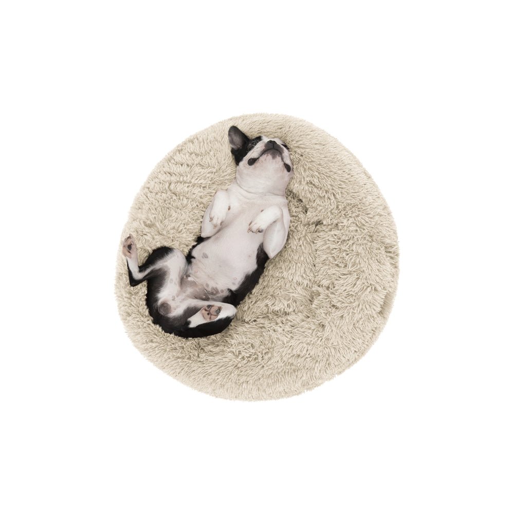 Charlie&#39;s Shaggy Faux Fur Donut Calming Pet Nest Bed Cream Chinchilla Medium