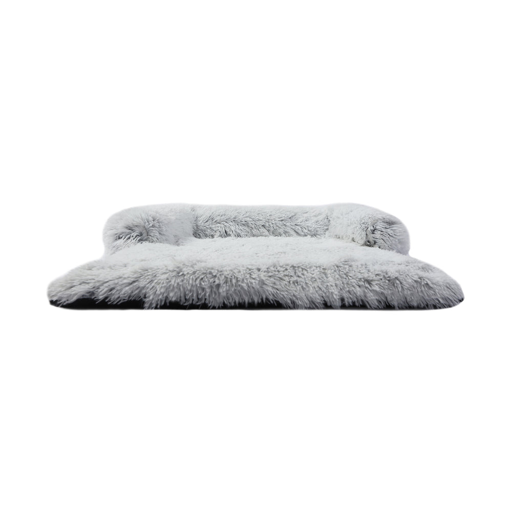 Charlie&#39;s Shaggy Faux Fur Bolster Sofa Protector Calming Dog Bed Arctic White Large