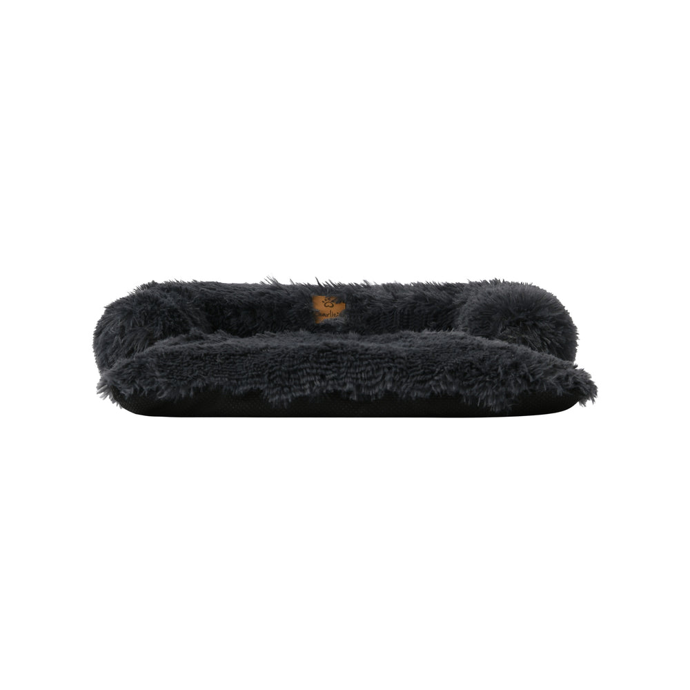 Charlie&#39;s Shaggy Faux Fur Bolster Sofa Protector Calming Dog Bed Charcoal Small