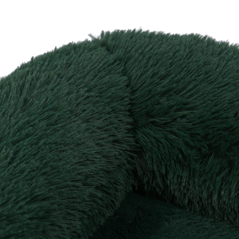 Charlie&#39;s Shaggy Faux Fur Orthopedic Memory Foam Sofa Dog Bed with Bolster Eden Green Medium