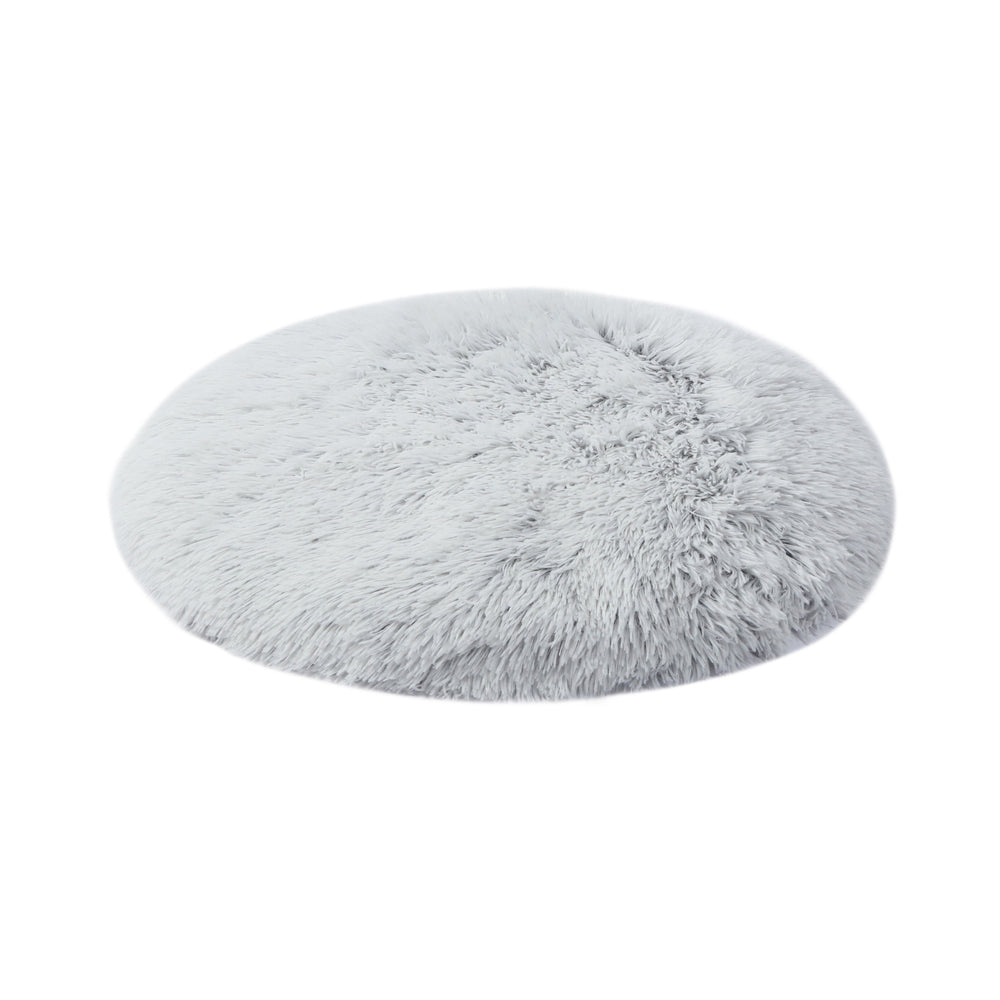 Charlie&#39;s Shaggy Faux Fur Round Calming Dog Mat Arctic White Small