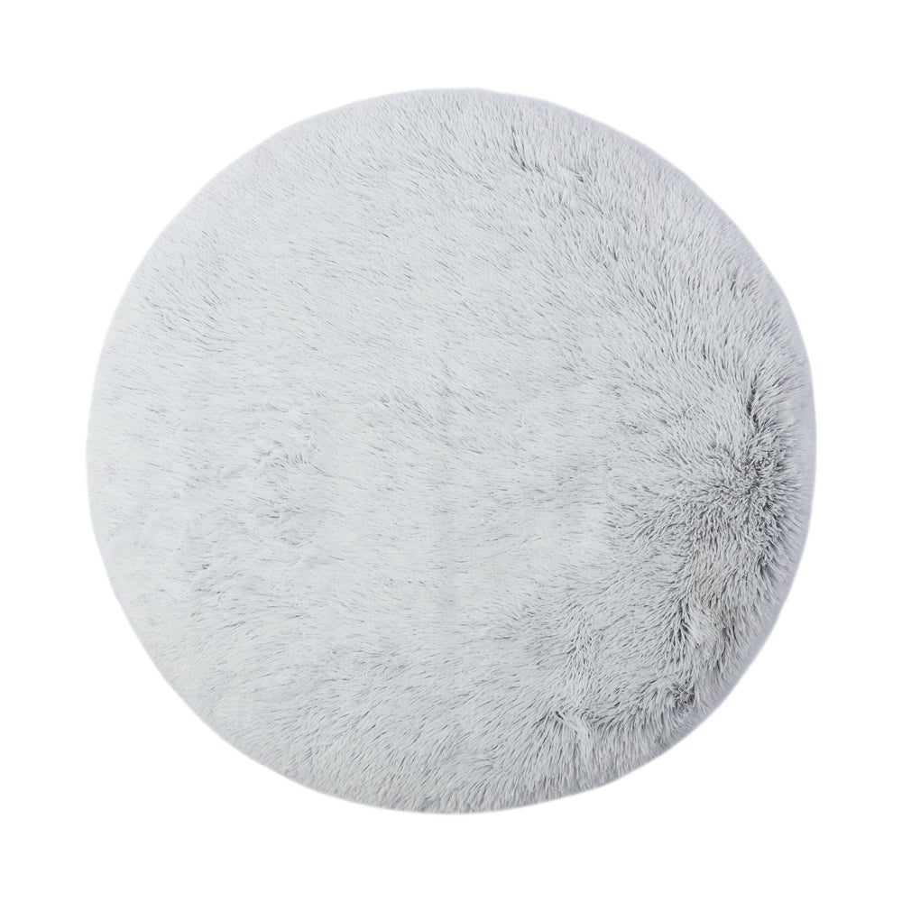 Charlie&#39;s Shaggy Faux Fur Round Calming Dog Mat Arctic White Large