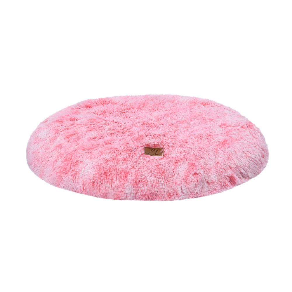 Charlie&#39;s Shaggy Faux Fur Round Calming Dog Mat Ombre Pink Small