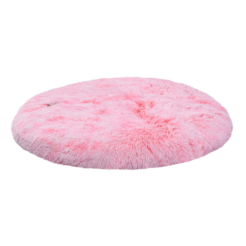 Charlie&#39;s Shaggy Faux Fur Round Calming Dog Mat Ombre Pink Medium