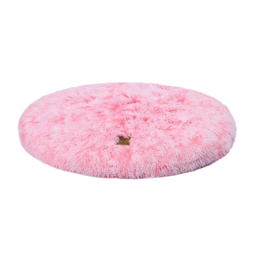 Charlie&#39;s Shaggy Faux Fur Round Calming Dog Mat Ombre Pink Medium