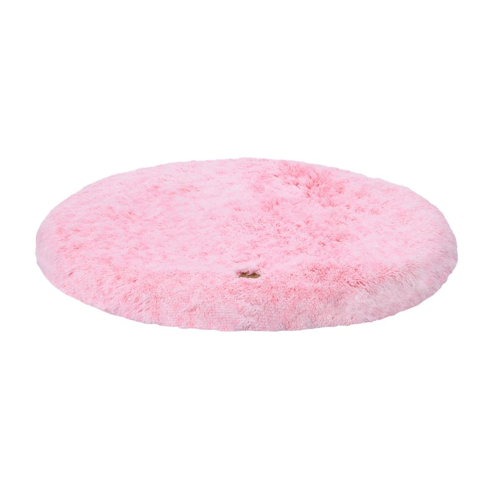 Charlie&#39;s Shaggy Faux Fur Round Calming Dog Mat Ombre Pink Large