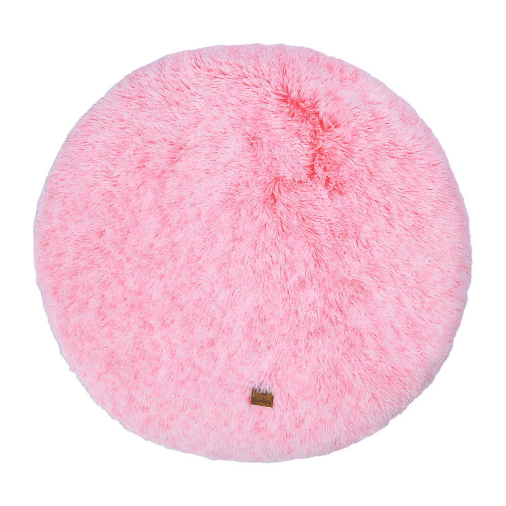 Charlie&#39;s Shaggy Faux Fur Round Calming Dog Mat Ombre Pink Large