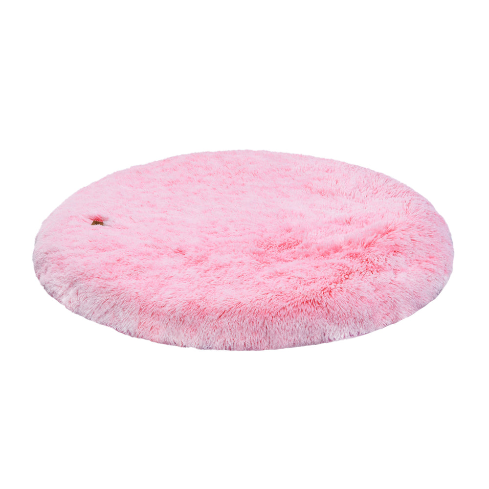 Charlie&#39;s Shaggy Faux Fur Round Calming Dog Mat Ombre Pink Large