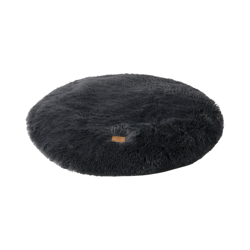 Charlie&#39;s Shaggy Faux Fur Round Calming Dog Mat Charcoal Small