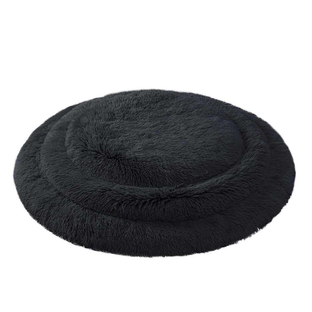 Charlie&#39;s Shaggy Faux Fur Round Calming Dog Mat Charcoal Medium