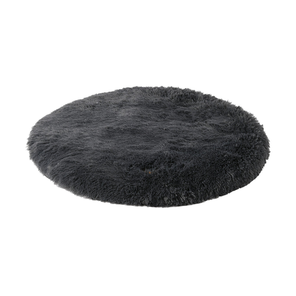 Charlie&#39;s Shaggy Faux Fur Round Calming Dog Mat Charcoal Large